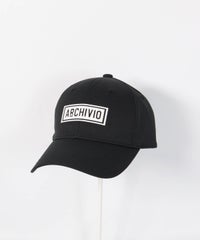【メンズ】ボックスロゴ撥水キャップ（ブラック×ホワイト）