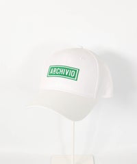【メンズ】ボックスロゴ撥水キャップ（ホワイト×グリーン)