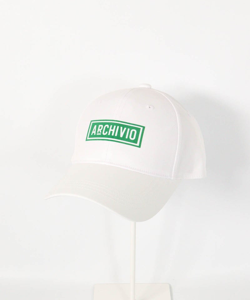【メンズ】ボックスロゴ撥水キャップ（ホワイト×グリーン)