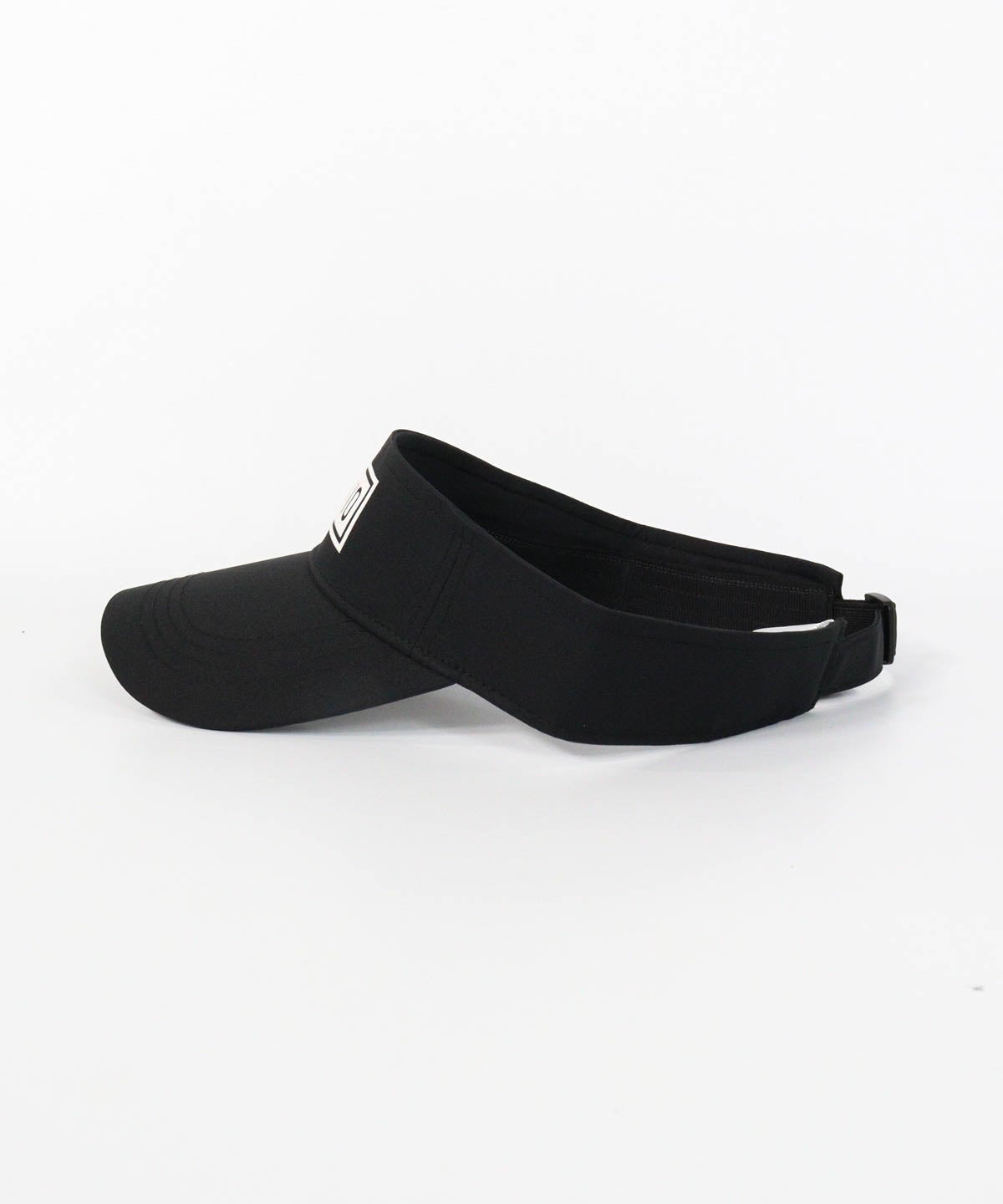 【メンズ】ボックスロゴサンバイザー左横（ブラック×ホワイト）