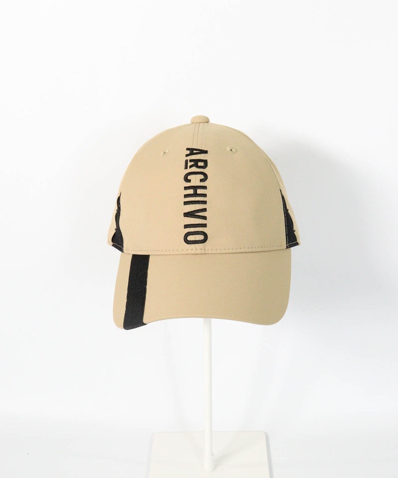 【メンズ】メッシュバイカラーキャップ正面（ベージュ）