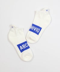 【メンズ】ボックスロゴくるぶしソックスペア（ホワイト×ブルー）