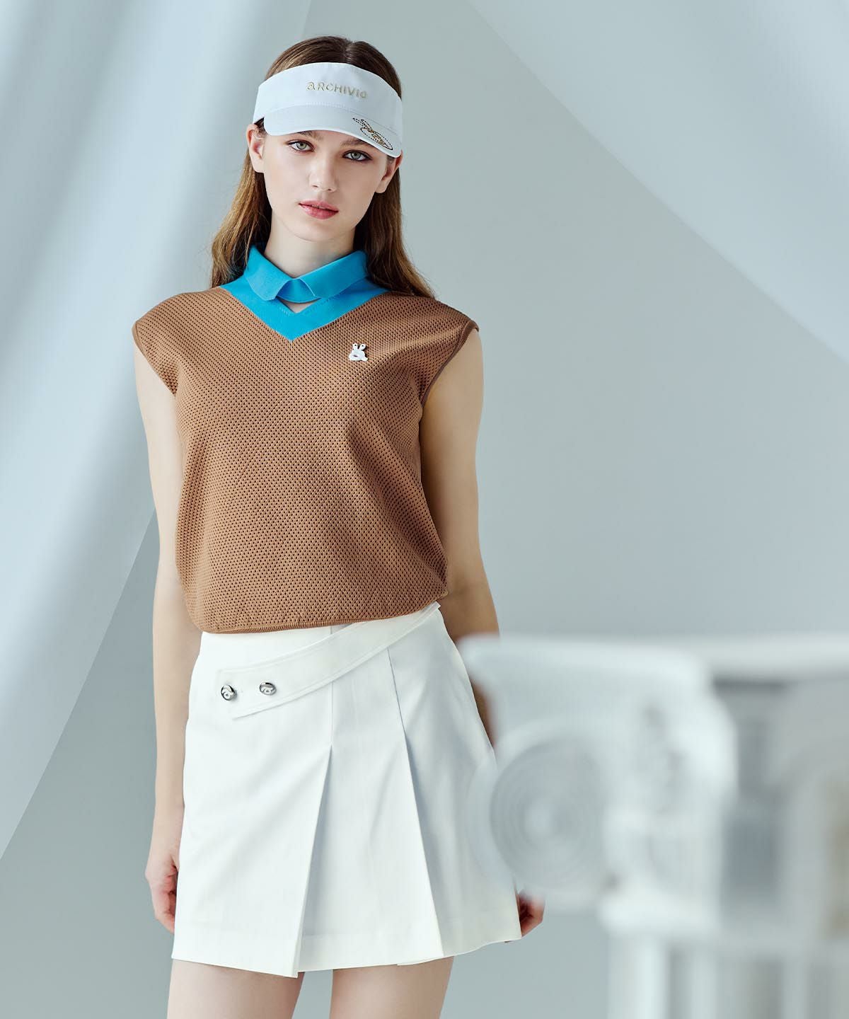 38 ARCHIVIO リボンボーダースカート ボーダーリボンサンバイザー|アルチビオ - ゴルフウェアや婦人服通販