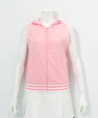 前後異素材ジップベスト（ピンク）