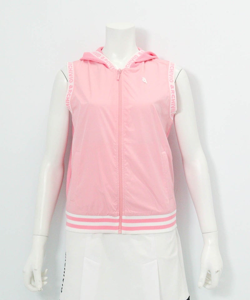 前後異素材ジップベスト（ピンク）