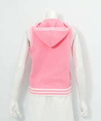 前後異素材ジップベスト後（ピンク）