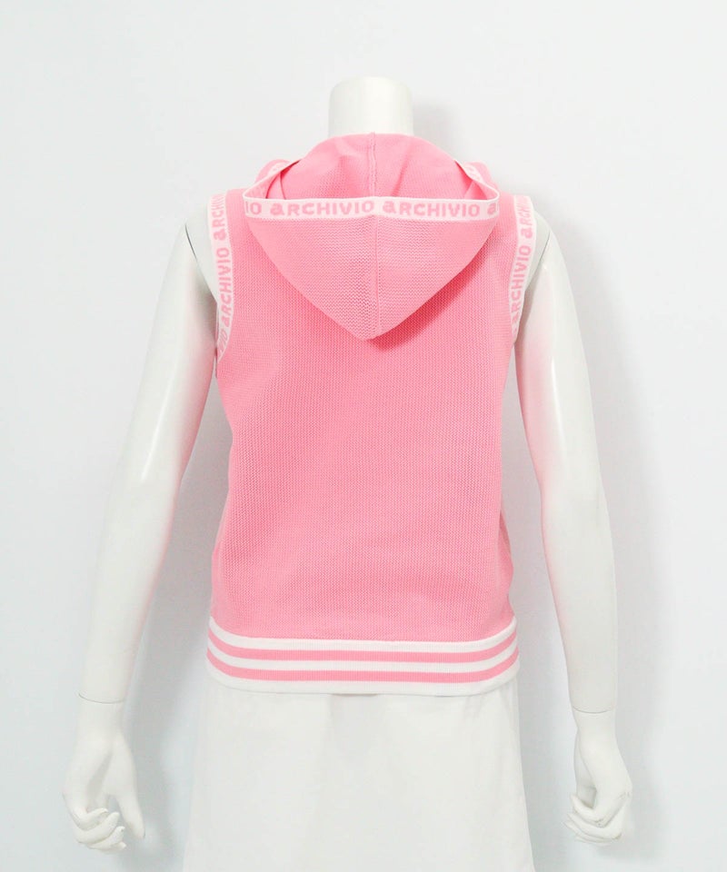 前後異素材ジップベスト後（ピンク）