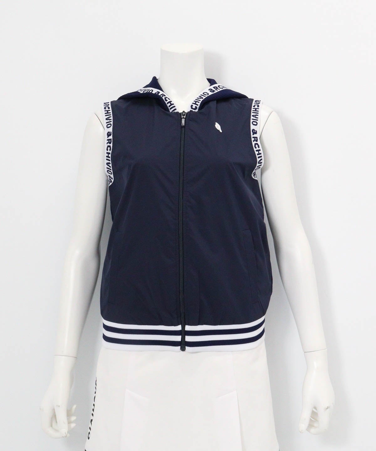 前後異素材ジップベスト（ネイビー）