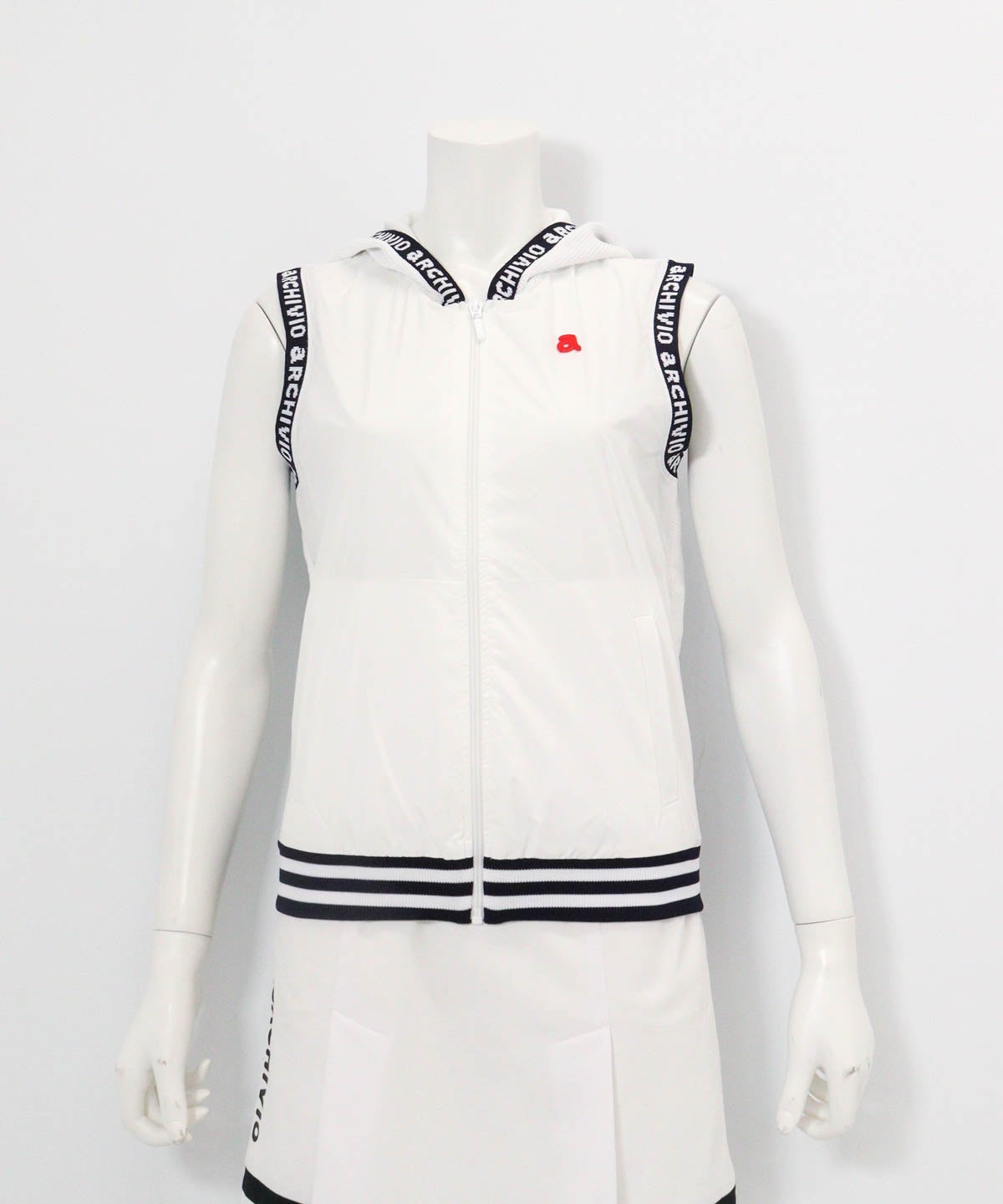 前後異素材ジップベスト（ホワイト）