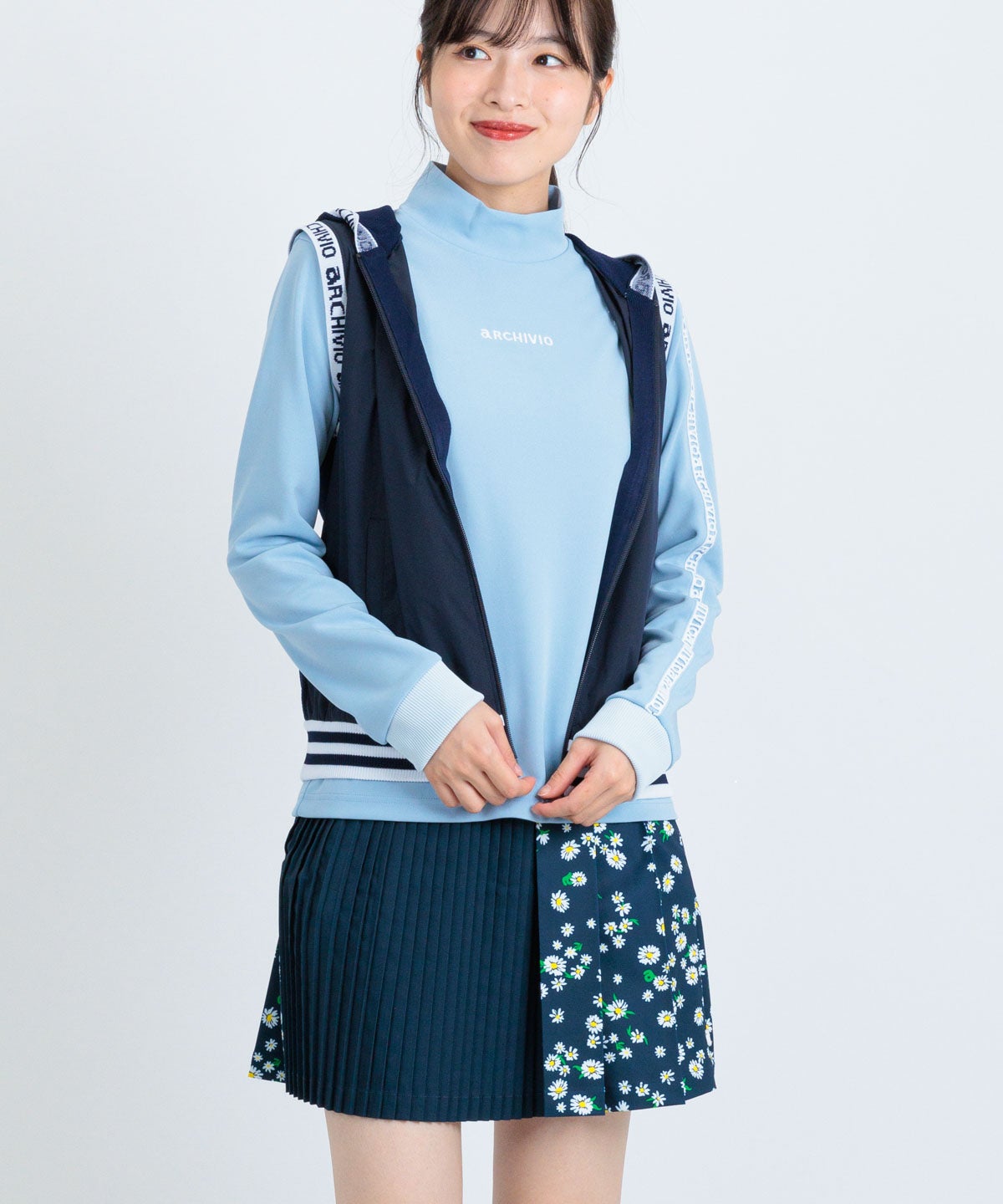 前後異素材ジップベスト|アルチビオ - ゴルフウェアや婦人服通販