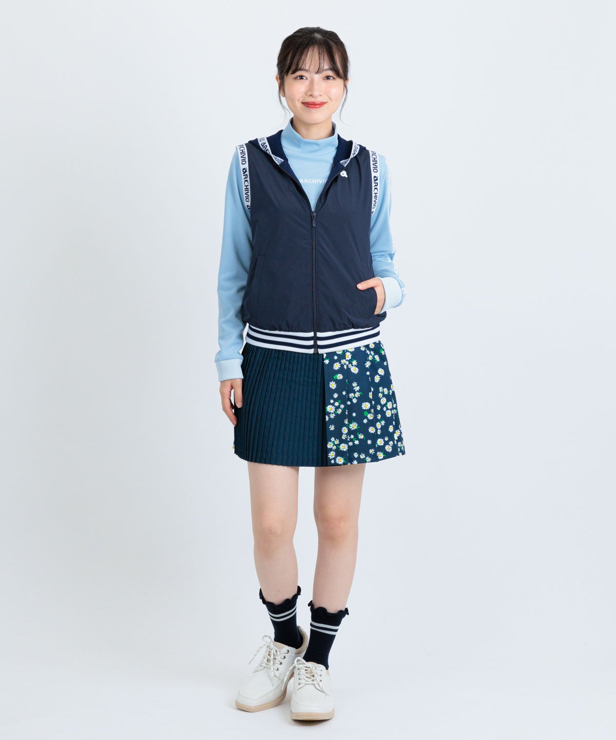 前後異素材ジップベスト|アルチビオ - ゴルフウェアや婦人服通販