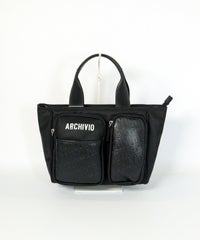 【メンズ】箔押しポケットカートバッグ(ブラック)前