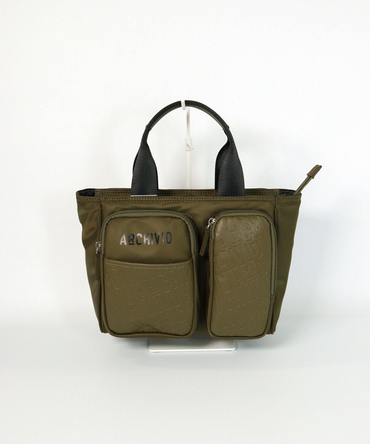 【メンズ】箔押しポケットカートバッグ(カーキ)前