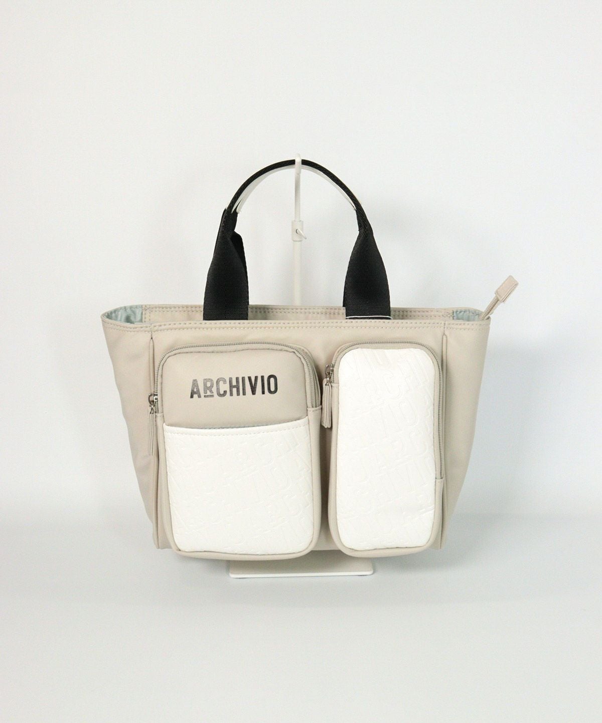 【メンズ】箔押しポケットカートバッグ(ライトグレー)前