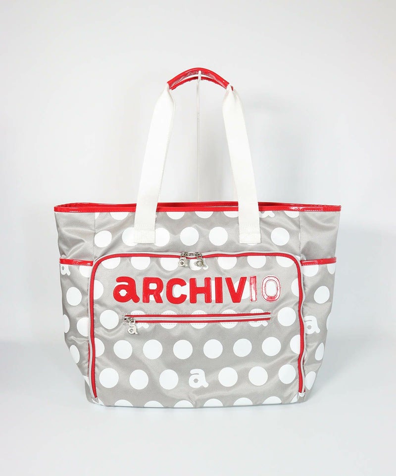 ドット柄ボストンバッグ（ライトグレー）