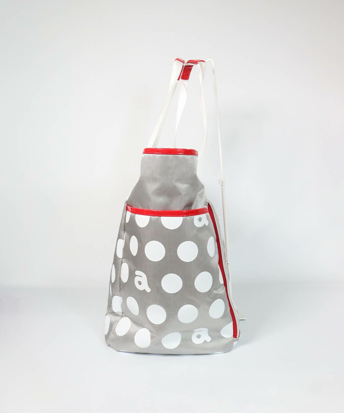 ドット柄ボストンバッグ（ライトグレー）