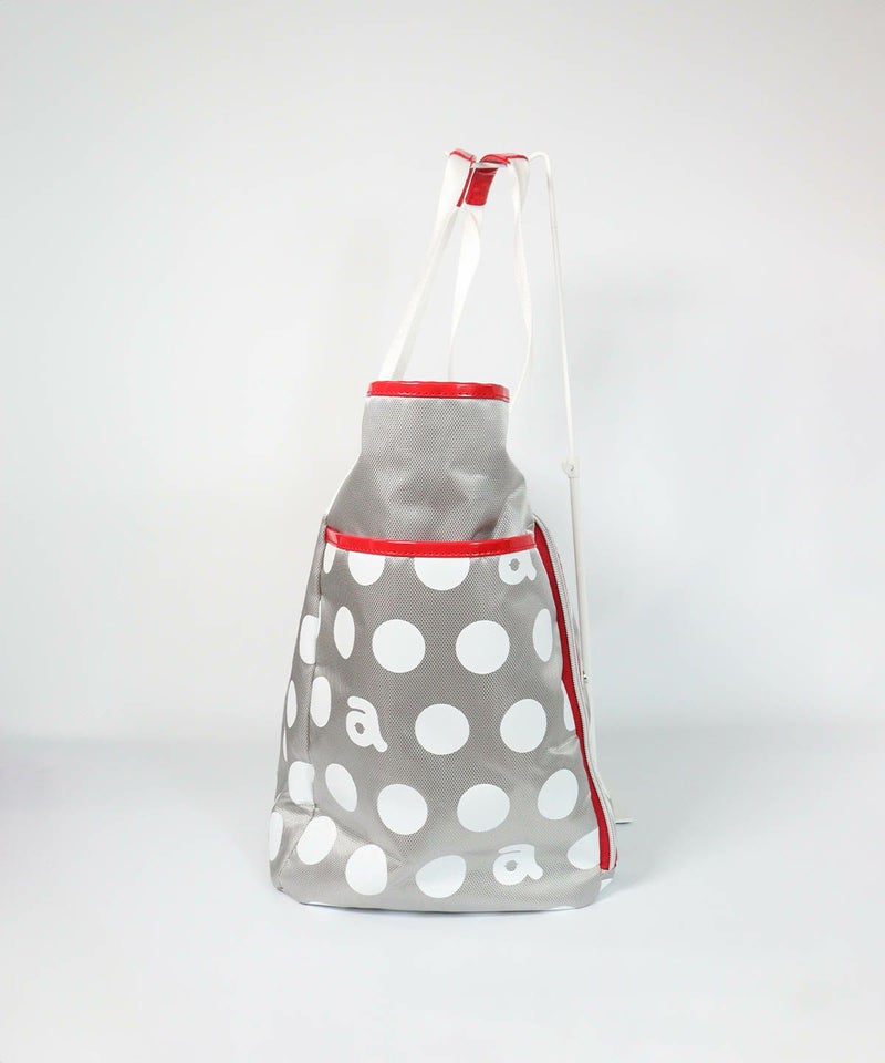 ドット柄ボストンバッグ（ライトグレー）