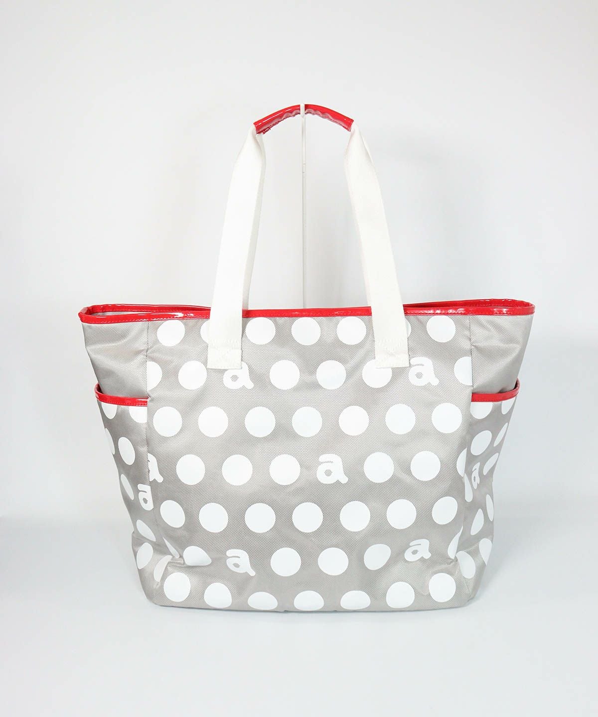 ドット柄ボストンバッグ（ライトグレー）