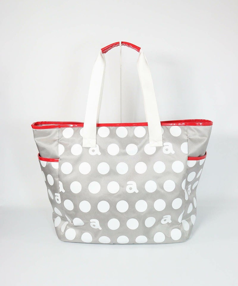 ドット柄ボストンバッグ（ライトグレー）