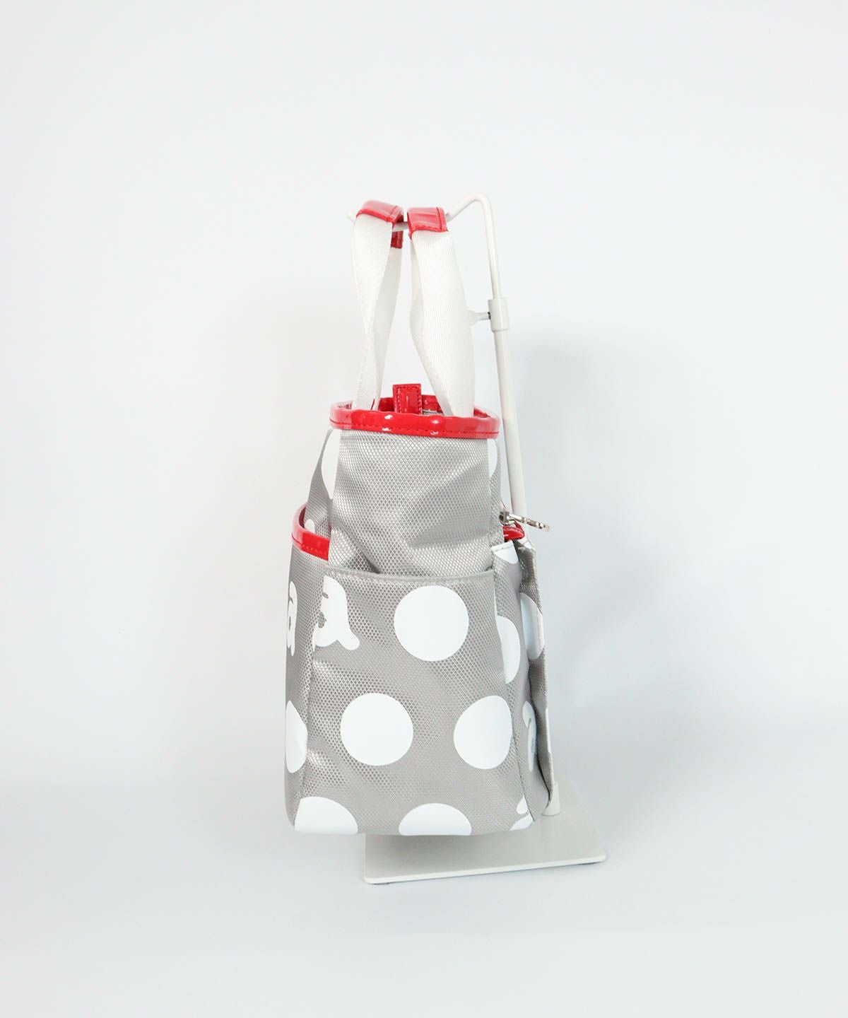 ドット柄カートバッグ横（ライトグレー）