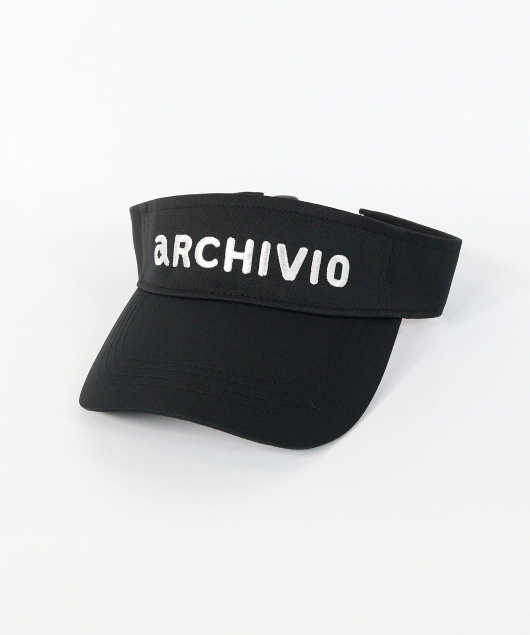 ベーシックロゴ刺繍サンバイザー(ブラック×ホワイト)