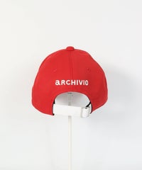 ロゴ刺繍撥水キャップ後（レッド）
