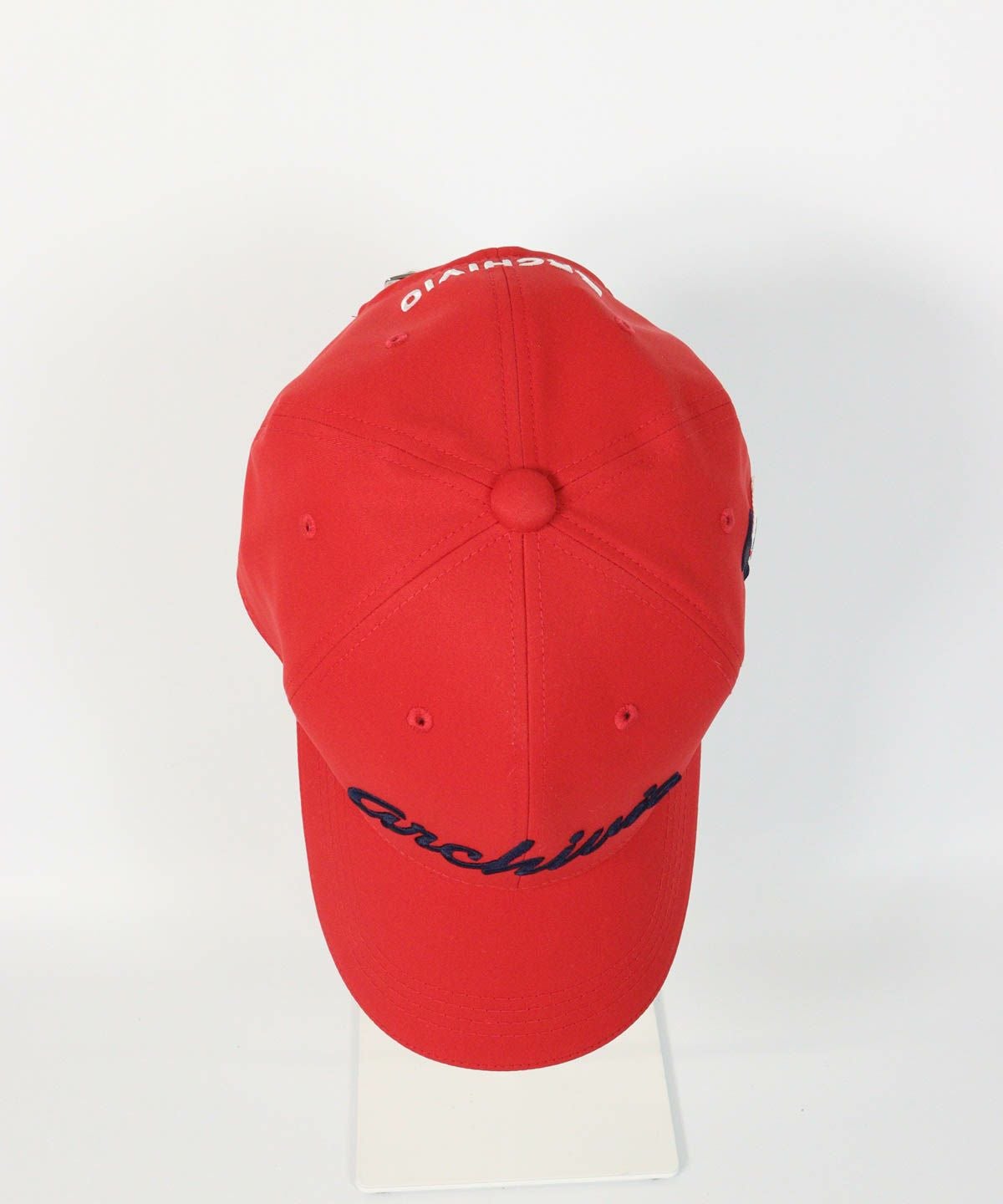 ロゴ刺繍撥水キャップ上部（レッド）