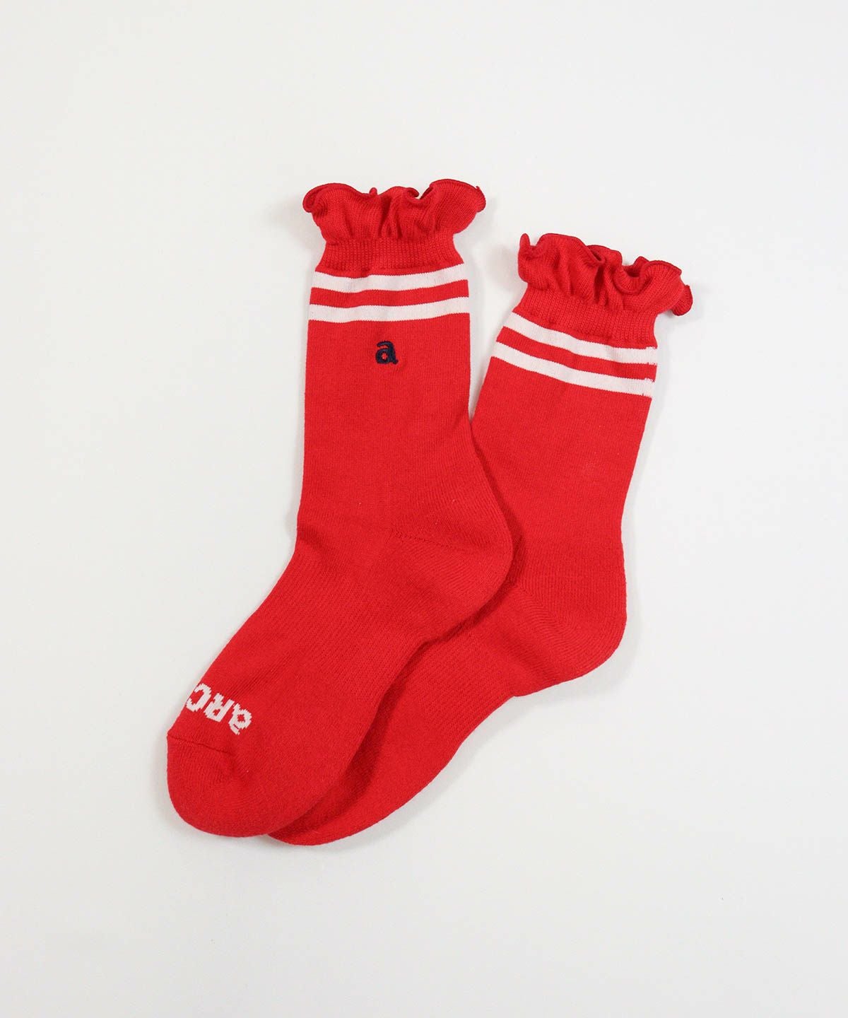 ラインフリルショートソックス(レッド)