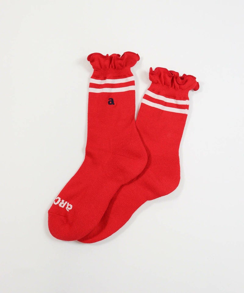 ラインフリルショートソックス(レッド)