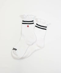 ラインフリルショートソックス(ホワイト×ブラック)