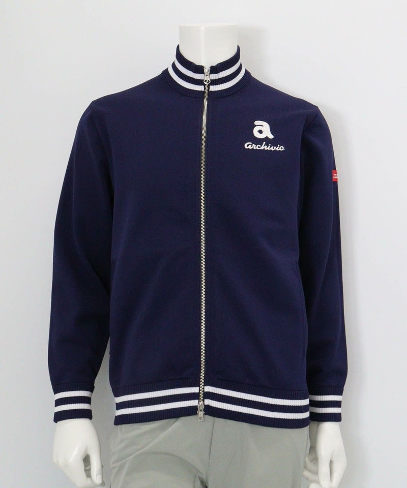 【メンズ】バック刺繍ニットブルゾン（ネイビー）