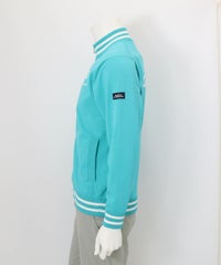 【メンズ】バック刺繍ニットブルゾン横（ライトブルー）