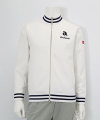 【メンズ】バック刺繍ニットブルゾン（ホワイト）