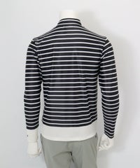 【メンズ】ボーダーモックネックプルオーバー後（ブラック）