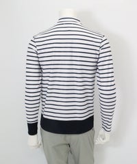 【メンズ】ボーダーモックネックプルオーバー後（ネイビー）