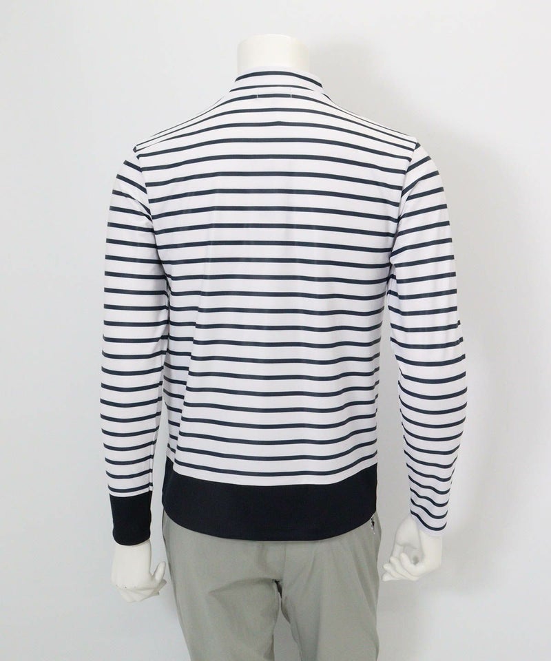【メンズ】ボーダーモックネックプルオーバー後（ネイビー）