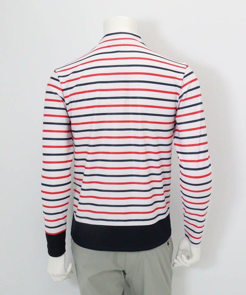 【メンズ】ボーダーモックネックプルオーバー後（マルチ）