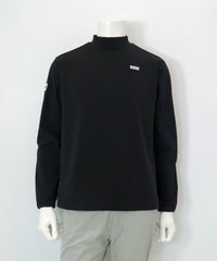 【メンズ】袖切替UV冷感モックネックプルオーバー(ブラック)前