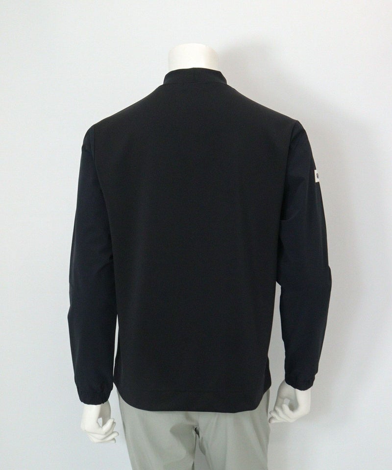 【メンズ】袖切替UV冷感モックネックプルオーバー(ブラック)後ろ