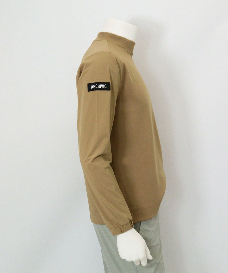 【メンズ】袖切替UV冷感モックネックプルオーバー(ベージュ)横