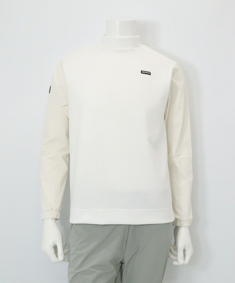 【メンズ】袖切替UV冷感モックネックプルオーバー(ホワイト)前