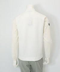 【メンズ】袖切替UV冷感モックネックプルオーバー(ホワイト)後ろ