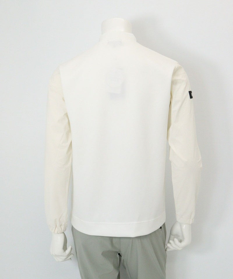 【メンズ】袖切替UV冷感モックネックプルオーバー(ホワイト)後ろ