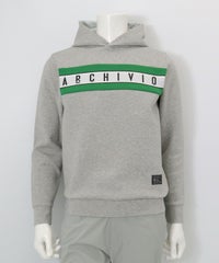 【メンズ】ニットロゴフードパーカー(ライトグレー)前