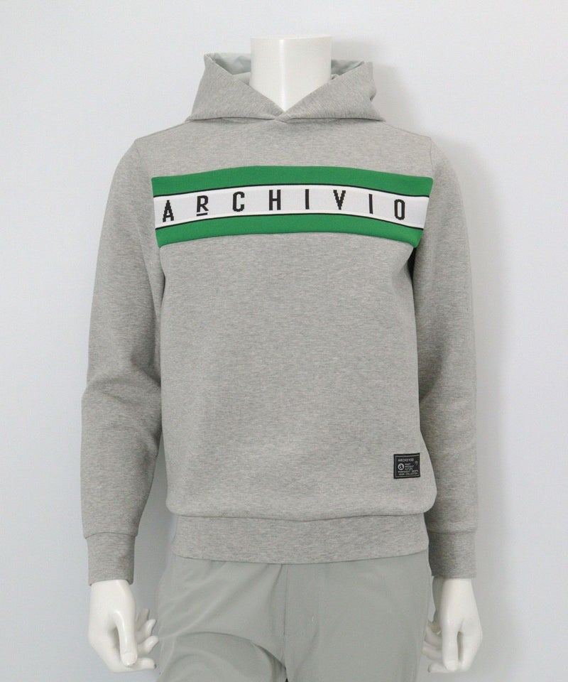 【メンズ】ニットロゴフードパーカー(ライトグレー)前