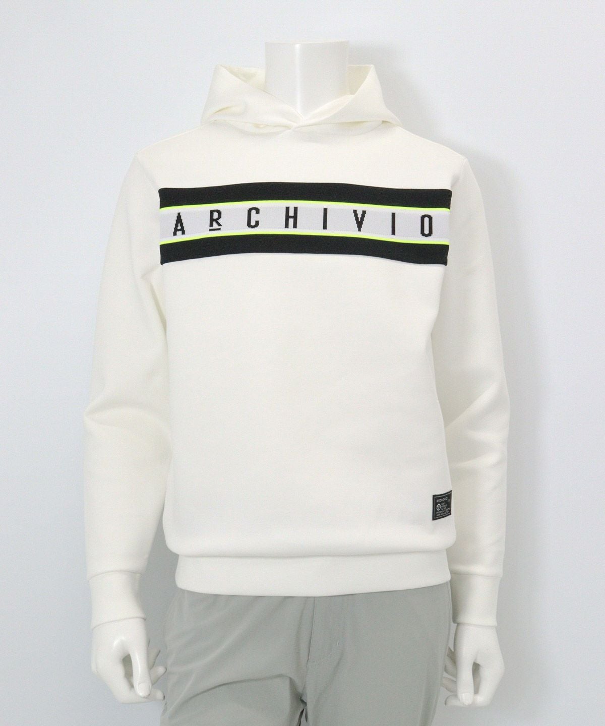 【メンズ】ニットロゴフードパーカー(ホワイト)前