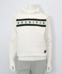【メンズ】ニットロゴフードパーカー(ホワイト)前