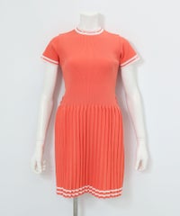 リブプリーツ切替ワンピース(ライトオレンジ)前