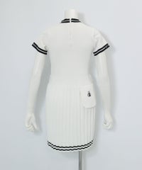 リブプリーツ切替ワンピース(ホワイト)後ろ