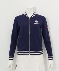 バック刺繍ニットブルゾン（ネイビー）